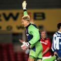 Schmeichel celebra el gol anotado al Rotor Volgogrado