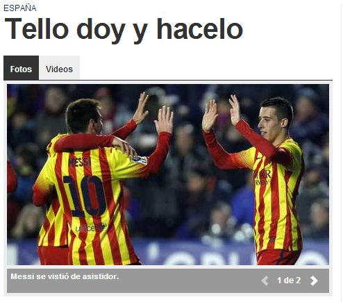 Messi y Tello en Diario Olé
