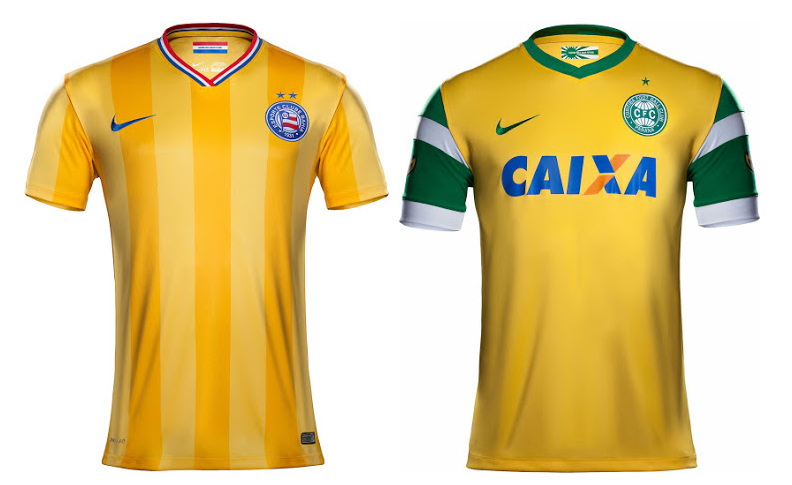 Camisetas amarillas de equipos brasileños de Nike