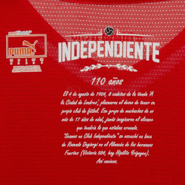 Camiseta Independiente 2014 detalle