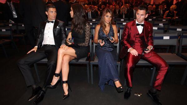 Cristiano Ronaldo y Messi en el FIFA Balón de Oro 2013
