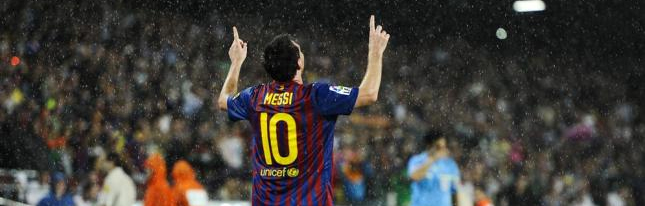 Leo Messi celebra un gol en un encuentro de Champions League