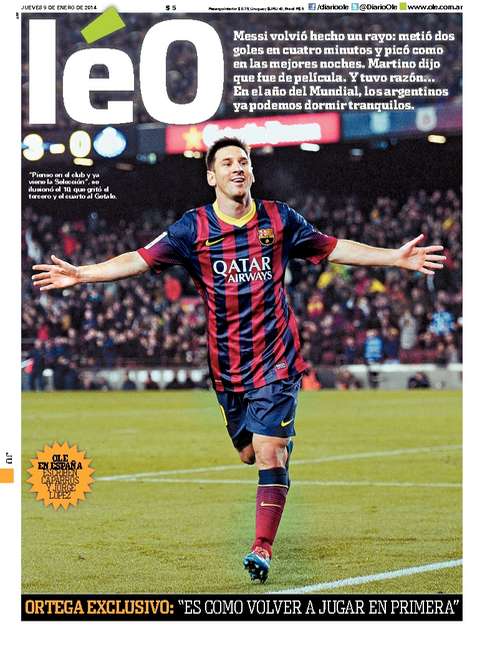 La portada del diario Olé convertida en el diario Léo